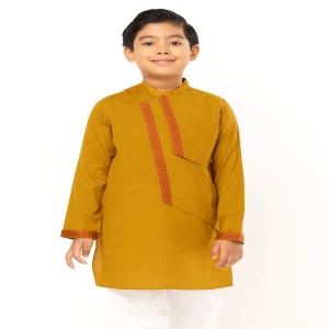 Mustard Handloom Viscose-Cotton Panjabi